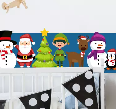 Cenefa infantil pingüino de Papá Noel - TenVinilo