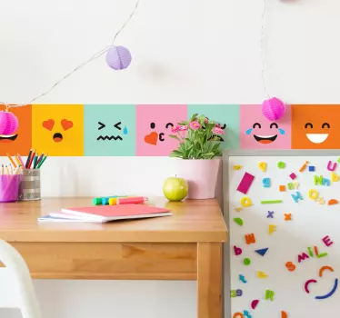 Cenefa juvenil pared emoticonos - TenVinilo