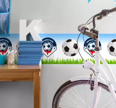 Cenefa pared personalizable fútbol - TenVinilo