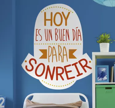 Frase para la pared hoy es un buen día para sonreír - TenVinilo