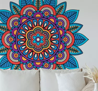Pegatina floral Mandala de colores brillantes - TenVinilo