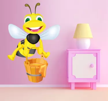 Pegatina infantil abeja cubo de miel - TenVinilo