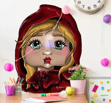Pegatina infantil retrato Caperucita - TenVinilo