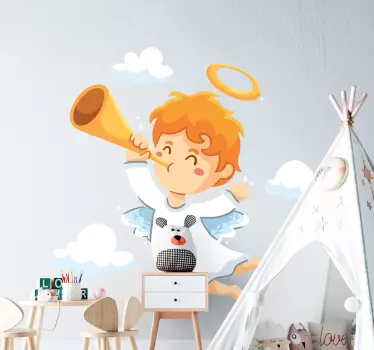 Pegatina navidad ángel tocando la trompeta - TenVinilo