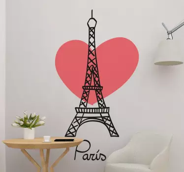 Pegatina París Torre eiffel con corazoncito - TenVinilo