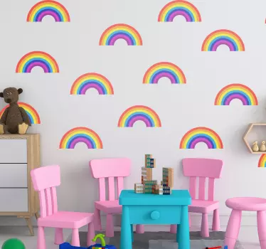 Pegatinas infantiles de arcoiris para niña - TenVinilo