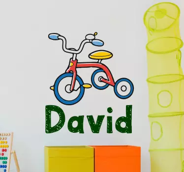 Pegatinas nombre personalizable triciclo - TenVinilo