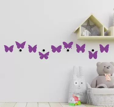 Perchas adhesivas infantiles de mariposas - TenVinilo