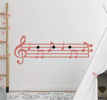 Perchero adhesivo infantil notas musicales  - TenVinilo