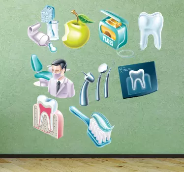 Sticker adhesivos iconos dental - TenVinilo