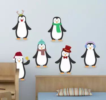 Sticker adhesivos pingüinos disfrazados - TenVinilo