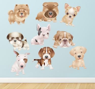 Sticker cachorros de perro cinco - TenVinilo