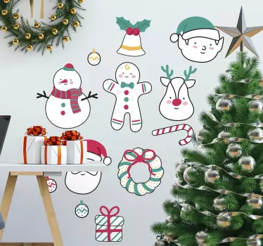 Sticker decoración elementos navidad - TenVinilo