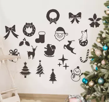 Sticker iconos navidad monocolor - TenVinilo