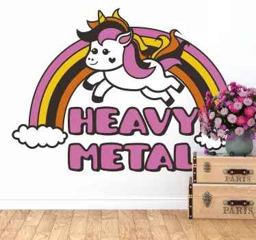 Adhesivo de pared de unicornio con arcoiris - TenVinilo