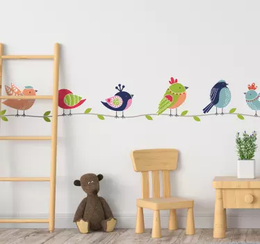 Vinilo decorativo de pared animal pájaros coloridos - TenVinilo