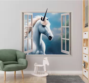 Vinilo adhesivo unicornio en la ventana - TenVinilo
