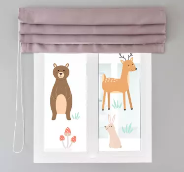 Vinilo adhesivo para ventana animales bosque - TenVinilo