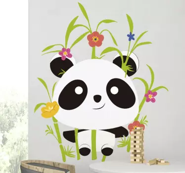 Vinilo animal salvaje Pandas árboles florecientes - TenVinilo