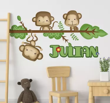 Vinilo habitación infantil Ramas monitos - TenVinilo