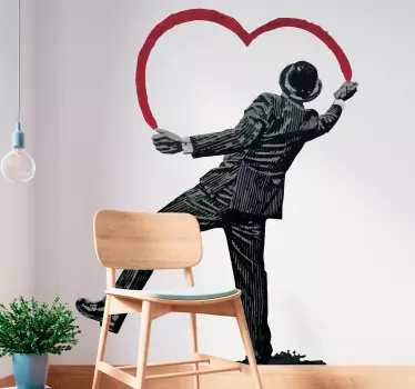 Vinilo arte Banksy personaje dibujando corazón - TenVinilo