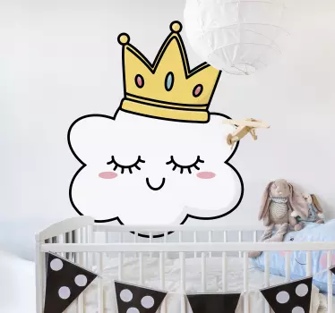 Vinilo bebé dibujos nubes con coronas - TenVinilo