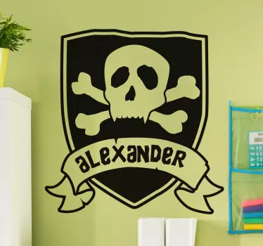 Vinilo pared nombre personalizable pirata - TenVinilo