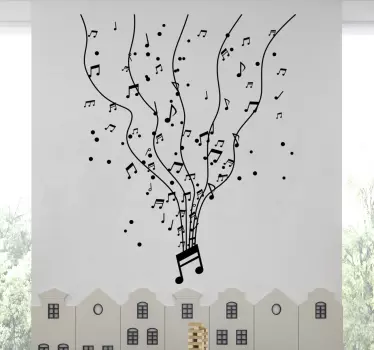 Vinilo de árbol con notas de música en ramas - TenVinilo