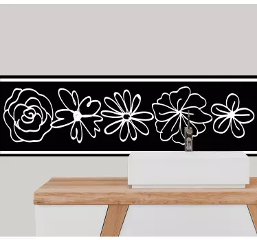 Vinilo de flor Línea de flores monocolor - TenVinilo