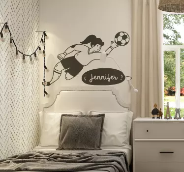 Vinilo fútbol portera personalizada para chicas - TenVinilo