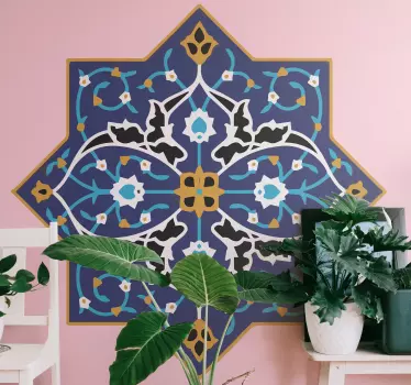 Vinilo de mandala árabe tonos azules - TenVinilo