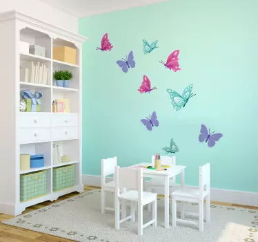 Vinilo de mariposas coloridas en tonos pastel - TenVinilo
