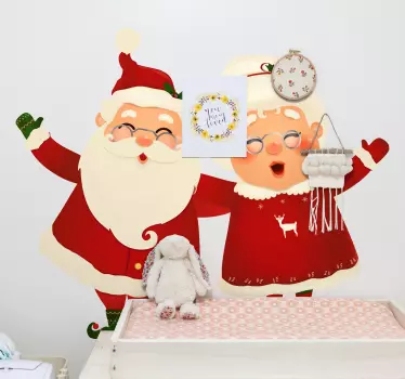 Pegatina navidad Papá Noel con esposa - TenVinilo