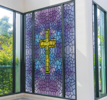 Vinilo adhesivo para cristal ventana cruz cristiana - TenVinilo