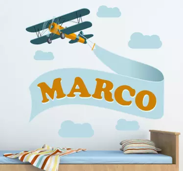 Vinilo decorativo aeroplano con nombre - TenVinilo