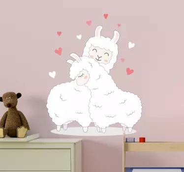 Vinilo decorativo animal llamas amorosas - TenVinilo