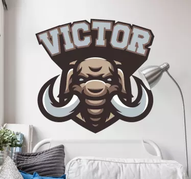 Vinilo decorativo animal mamut con nombre - TenVinilo