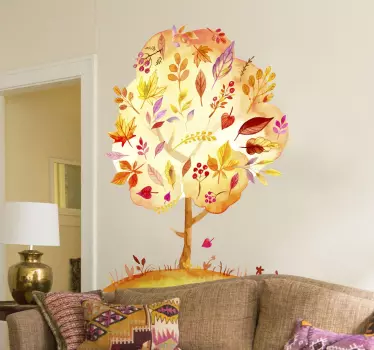 Vinilo decorativo árbol otoñal del bosque - TenVinilo