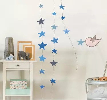 Vinilo decorativo ave estrella en boca - TenVinilo