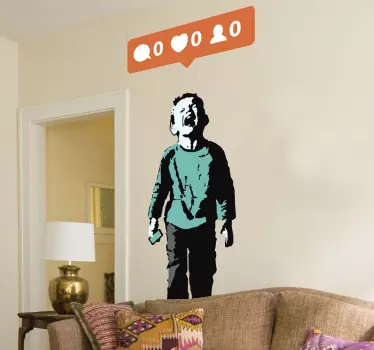 Vinilo decorativo Banksy niño no likes - TenVinilo