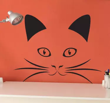 Vinilo decorativo cara gato alegre - TenVinilo