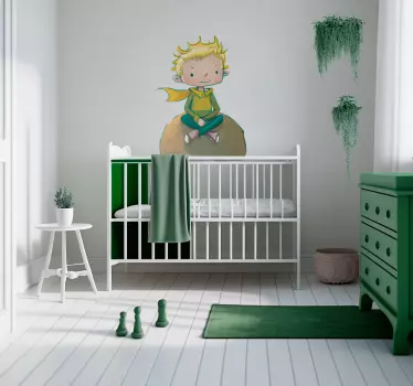Vinilo cartoon niño en un planeta - TenVinilo