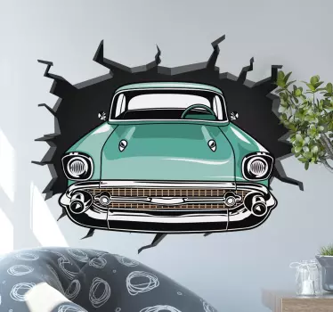 Vinilo decorativo coche saliendo de la pared - TenVinilo