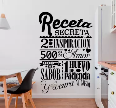 Vinilo decorativo cocina receta secreta - TenVinilo