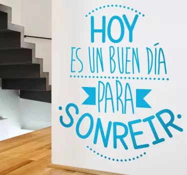 Vinilo para pared living texto dia para sonreir - TenVinilo