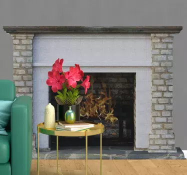 Vinilo decorativo efectos visuales Chimenea de textura de piedra - TenVinilo