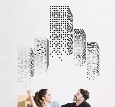 Vinilo decorativo de efectos visuales con rascacielos - TenVinilo