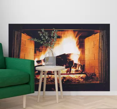 Vinilo decorativo efectos visuales Elegante chimenea negra - TenVinilo