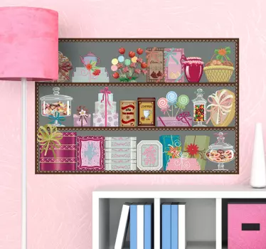 Vinilo decorativo estantería dulces - TenVinilo