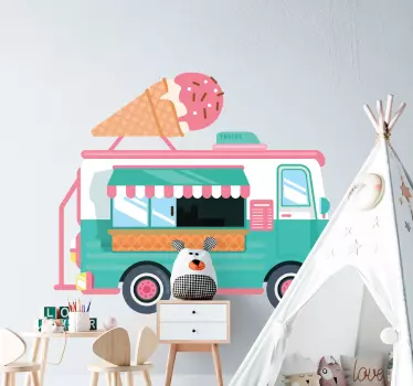 Vinilo decorativo infantil dibujo camión de helados - TenVinilo